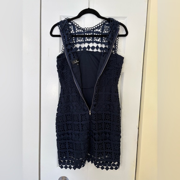 Lulus Pay Tribute crochet navy blue dress size size - Picture 5 of 9